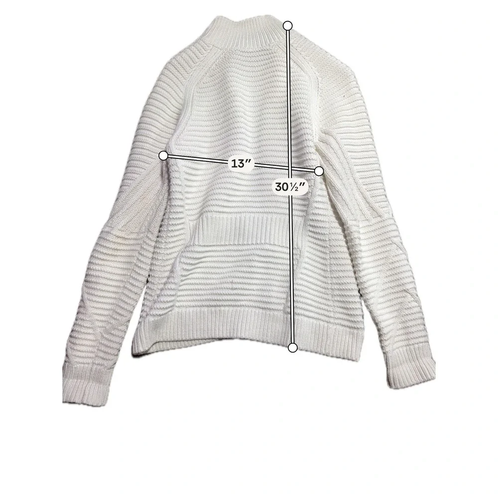 FLAWED GAP Womens Cream Cable‎ Knit Full Zip Mock Neck Cardigan Sweater White